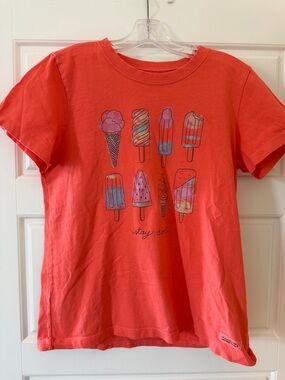 Life Is Good Coral Ice Cream Graphic Tee - Stay Cool